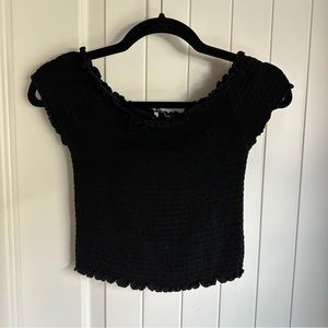 Brandy Melville Black Cap Sleeve Off-Shoulder Top